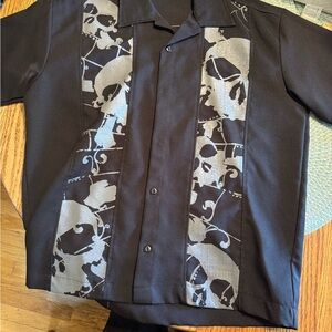 Black and Gray Skull Pattern Shirt
